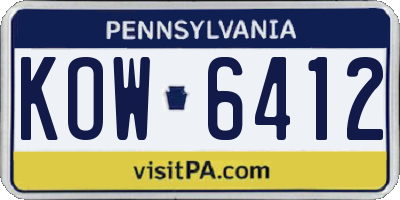 PA license plate KOW6412
