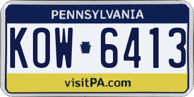 PA license plate KOW6413