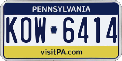 PA license plate KOW6414