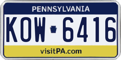 PA license plate KOW6416