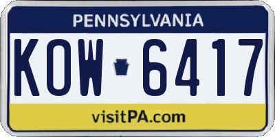 PA license plate KOW6417