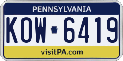 PA license plate KOW6419