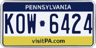 PA license plate KOW6424