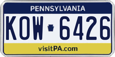 PA license plate KOW6426