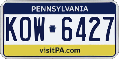 PA license plate KOW6427