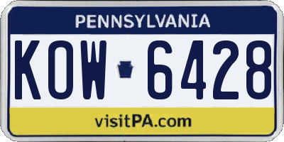 PA license plate KOW6428