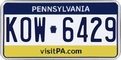PA license plate KOW6429