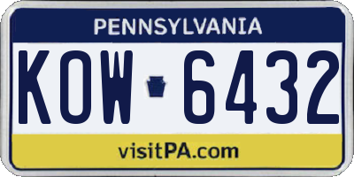 PA license plate KOW6432