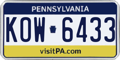 PA license plate KOW6433