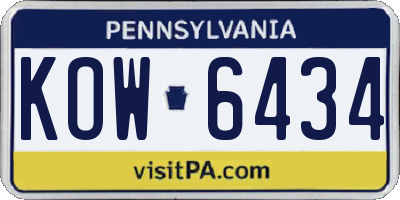 PA license plate KOW6434