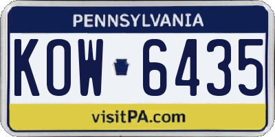 PA license plate KOW6435
