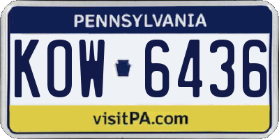PA license plate KOW6436