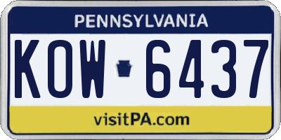 PA license plate KOW6437