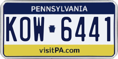 PA license plate KOW6441