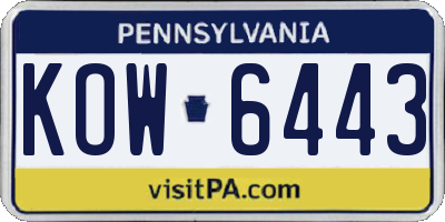 PA license plate KOW6443