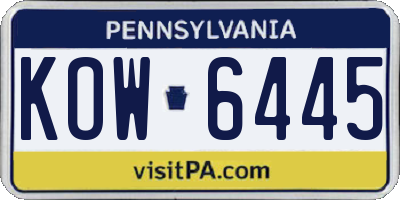 PA license plate KOW6445
