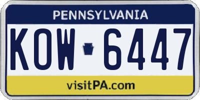 PA license plate KOW6447