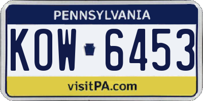 PA license plate KOW6453