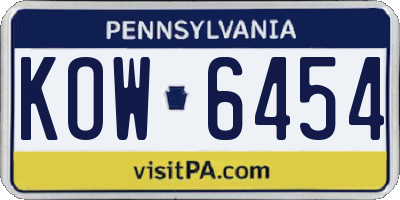 PA license plate KOW6454