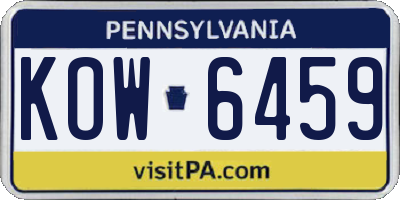 PA license plate KOW6459