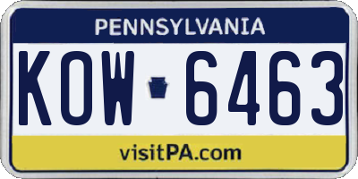 PA license plate KOW6463