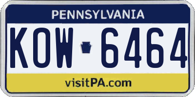 PA license plate KOW6464