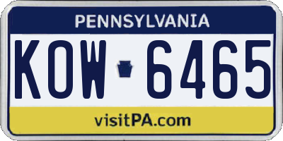 PA license plate KOW6465