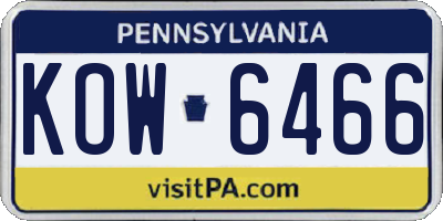 PA license plate KOW6466