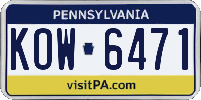 PA license plate KOW6471