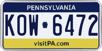 PA license plate KOW6472