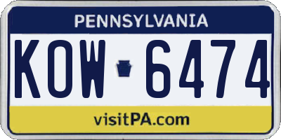 PA license plate KOW6474