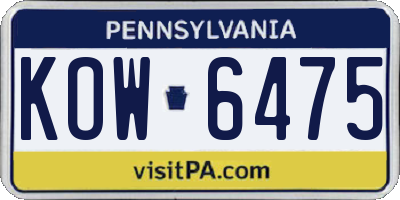 PA license plate KOW6475
