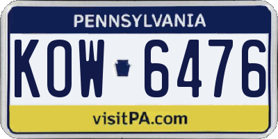 PA license plate KOW6476