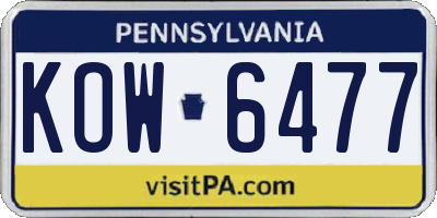 PA license plate KOW6477