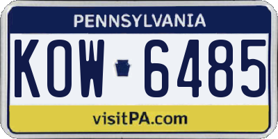 PA license plate KOW6485