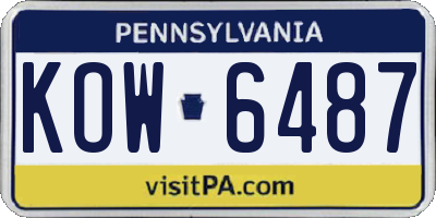 PA license plate KOW6487