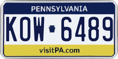 PA license plate KOW6489