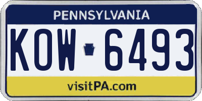 PA license plate KOW6493
