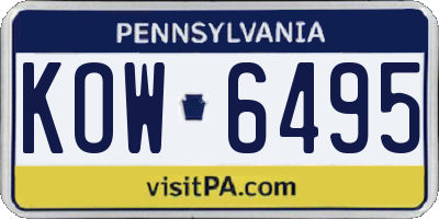PA license plate KOW6495