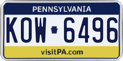 PA license plate KOW6496