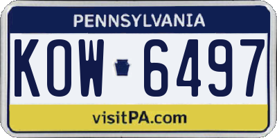 PA license plate KOW6497