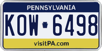 PA license plate KOW6498