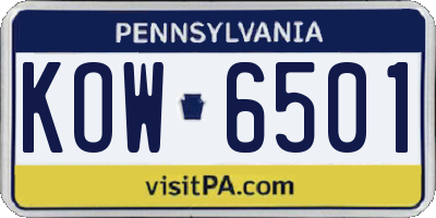 PA license plate KOW6501