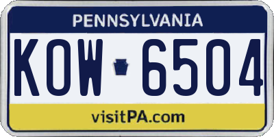 PA license plate KOW6504
