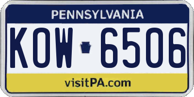 PA license plate KOW6506