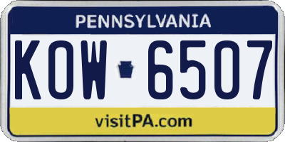 PA license plate KOW6507