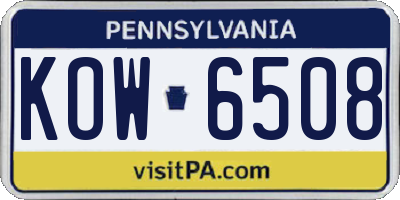 PA license plate KOW6508