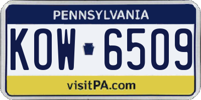 PA license plate KOW6509