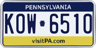 PA license plate KOW6510