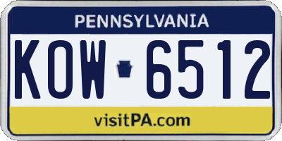 PA license plate KOW6512